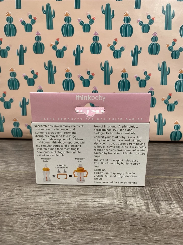 Kit de conversión de biberón a sorbo Thinkbaby 9-24 meses rosa sin BPA paquete de 2 nuevos Foto 2 de 2