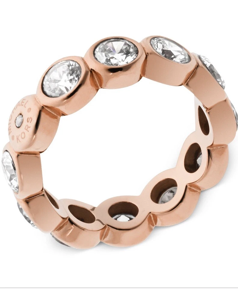$125 Michael Kors Park Avenue Glam Crystal Band Rose Gold Ring Size 8 C14 - Image 2 of 2