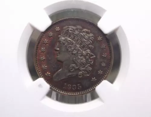 1835 Classic Head Half Cent 1/2c NGC MS63 BN #007 Unc BU Uncirculated ECC&C Inc.