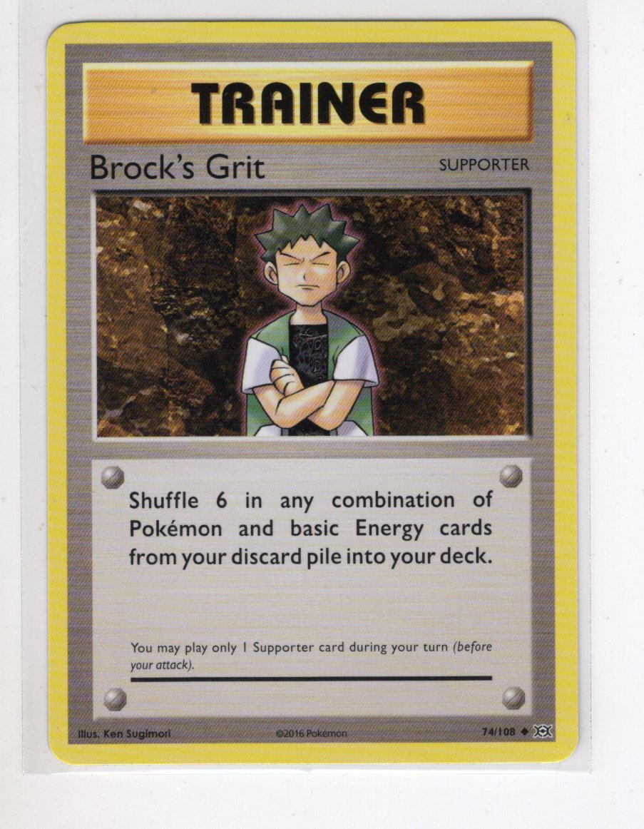 BROCK'S GRIT TRAINER XY EVOLUTIONS SET POKEMON CARD 71/108