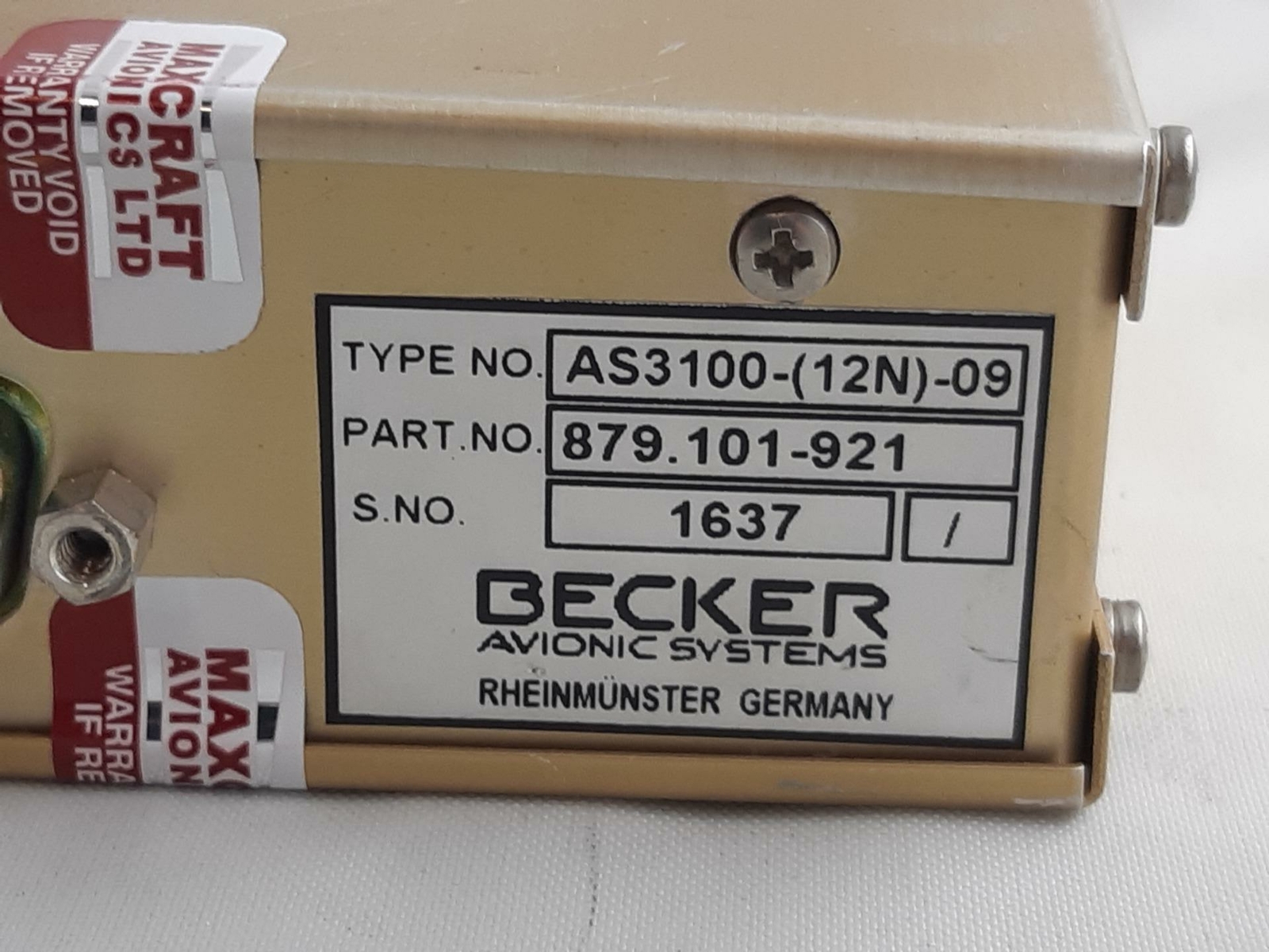 Becker AS3100-(12N)-09 Audio Panel (p/n: 879.101-921 | s/n: 1637 ...