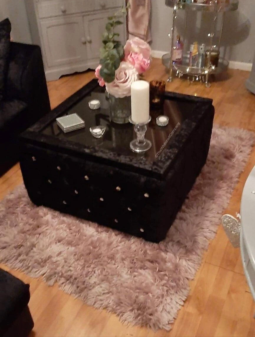 Glass ottoman coffee sale table