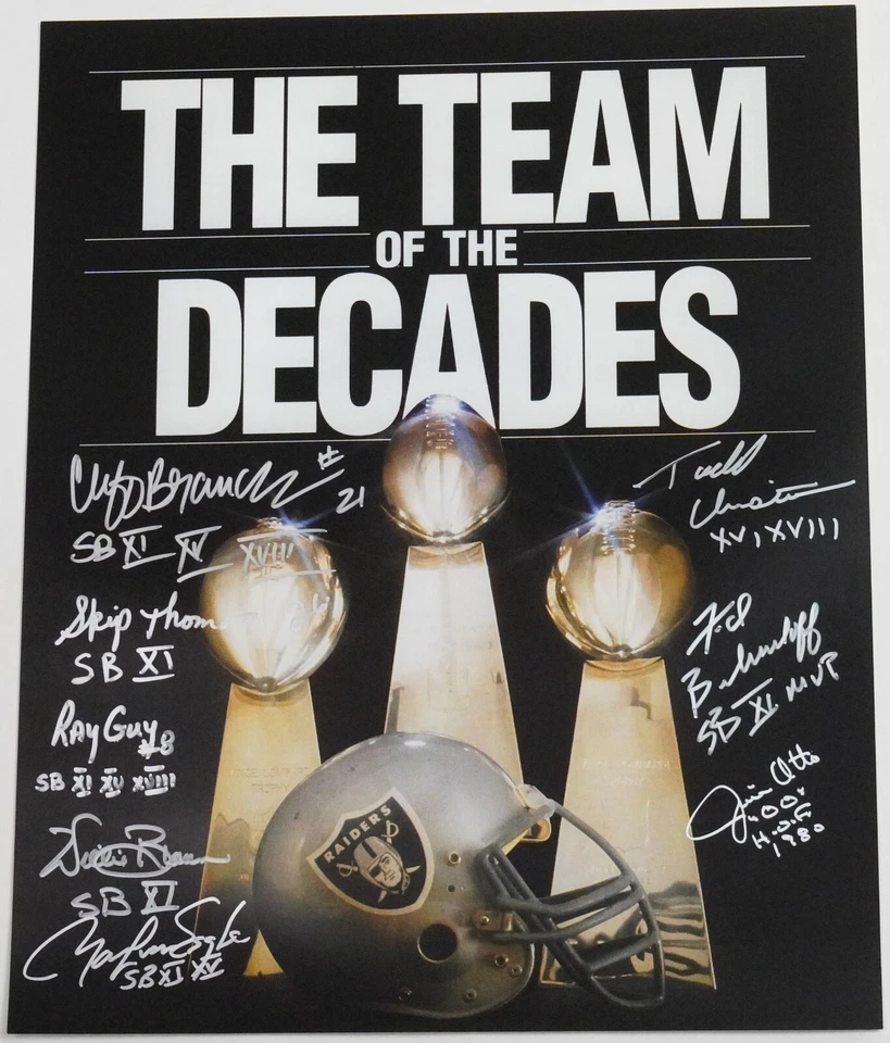 Fred Biletnikoff Jim Otto Willie Brown Ray Guy + Foto firmada de los Raiders 16x20 automática Foto 2 de 4