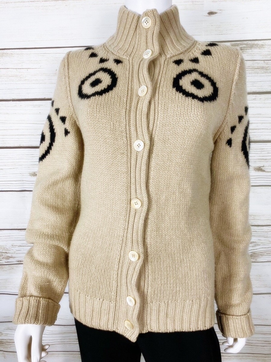Tomas Maier Womens Knit Cardigan Beige Size M Button Up Long 