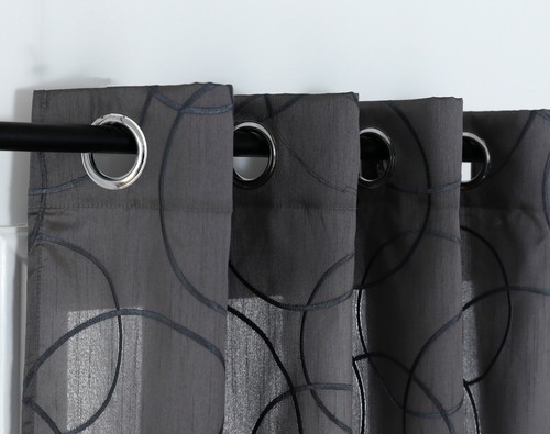 1 GIOIELLO Nappa Perline Occhielli Trasparente Voile Tenda Pannello FREE TIEBACK - GRIGIO SCURO - Foto 8 di 11
