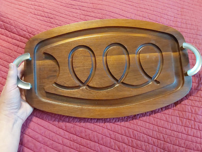 VINTAGE MCM Morgan Designs Wooden Meat Carving Tray GC