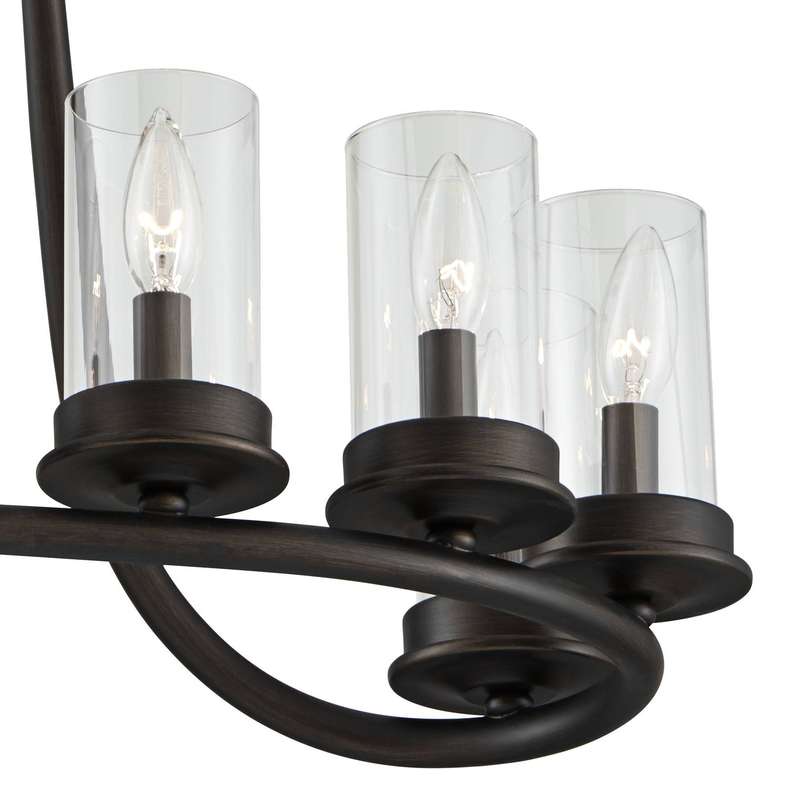 Heritage Bronze Linear Pendant Chandelier 29 3/4" Rustic Glass 8-Light Fixture