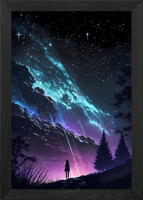 Anime Komet Regen Nacht Gerahmtes Wandbild Poster Leinwanddruck Bild