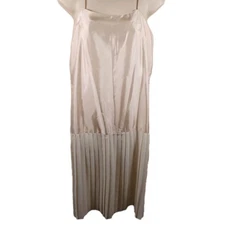 Vintage Romantic Coquette Satin Fairycore Dainty Pleated Slip Dress Ivory 7/8