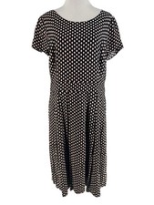 Talbots Women’s Black White Pink Polka Dot Short Sleeve Casual Dress Size 10