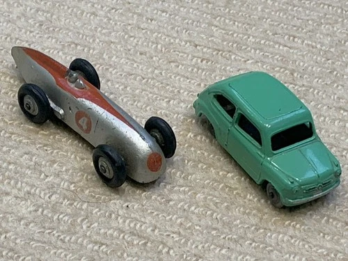 Vintage Dinky Toys No.23a Racing car & No.183 Fiat 600