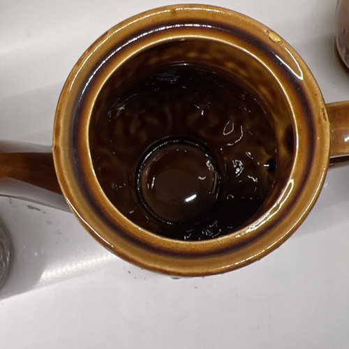 Vintage Norleans Japan Tea Set Brown Glazed Embossed Leaf Pattern - Picture 12 of 21