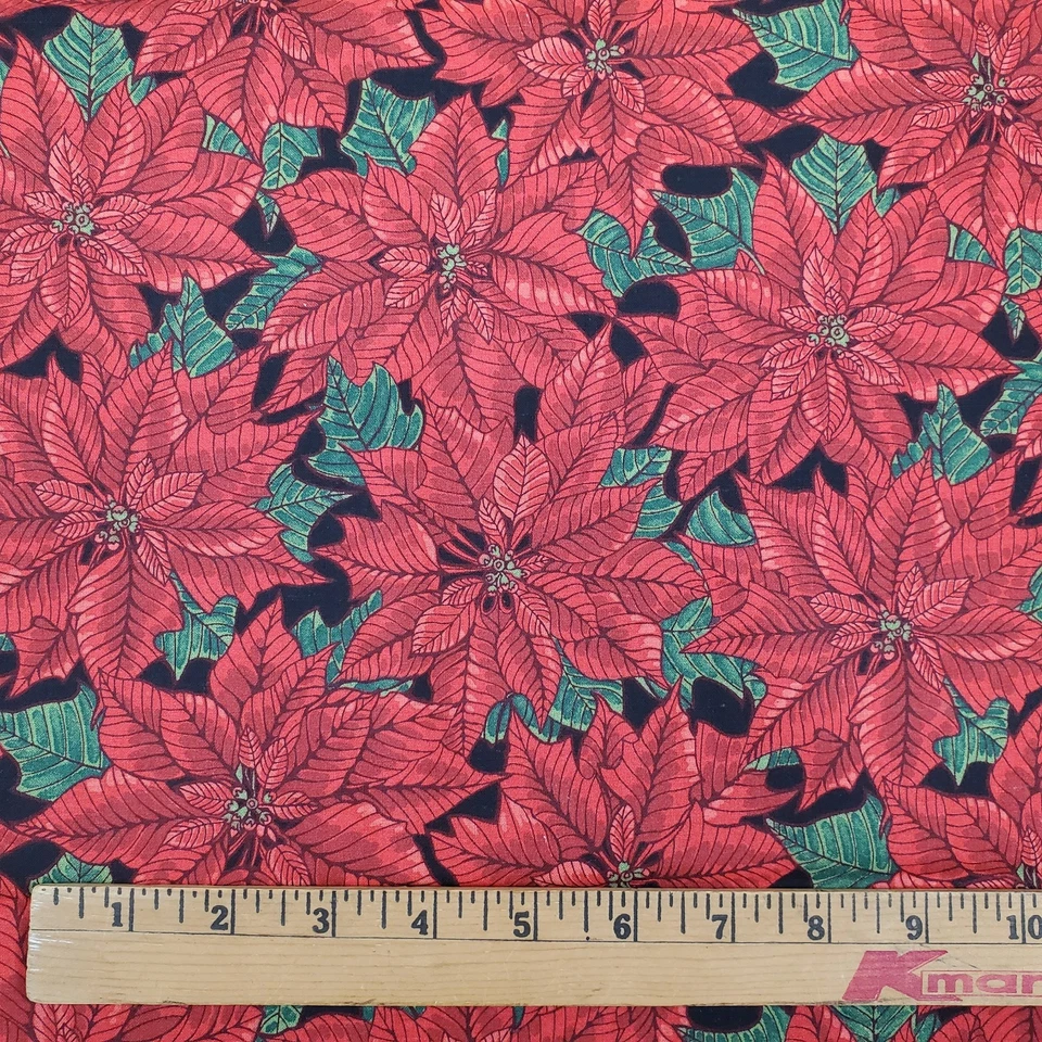 Jinny Beyer Yuletide Fabric Poinsettias Christmas 62 x 44 - Image 2 of 4