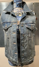 Silver Jeans Co. Denim Vest Distressed Trucker Style Concealed Carry Pockets S/P