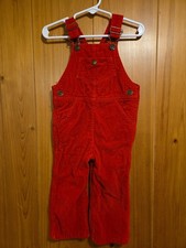 Vintage 70s 80s Toddle Time 3T Red Corduroy Overalls JCPENNEY 10" Inseam