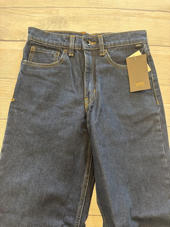 Pantalones de mezclilla Vans Check-5 sueltos para mujer 26/2 azul oscuro medianoche 5 bolsillos Foto 3 de 4