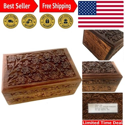 GIFT IDEAS~ Floral Carved Handmade Wooden Box 4 inches by 6 inches~Ideal for ...