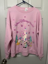 Walt Disney World Pink Mickey Friends Castle Adult Sweatshirt L LG Large New