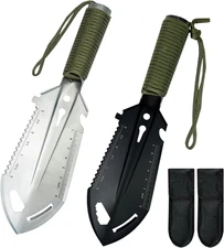 2 Pack Samll Survival Shovel, 9 in 1 Mini Camping Shovel, Ultralight Backpacking