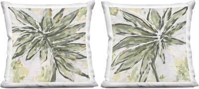 Organic Palm Palette Indoor Throw Pillow - 18'' Green Accent Cushion