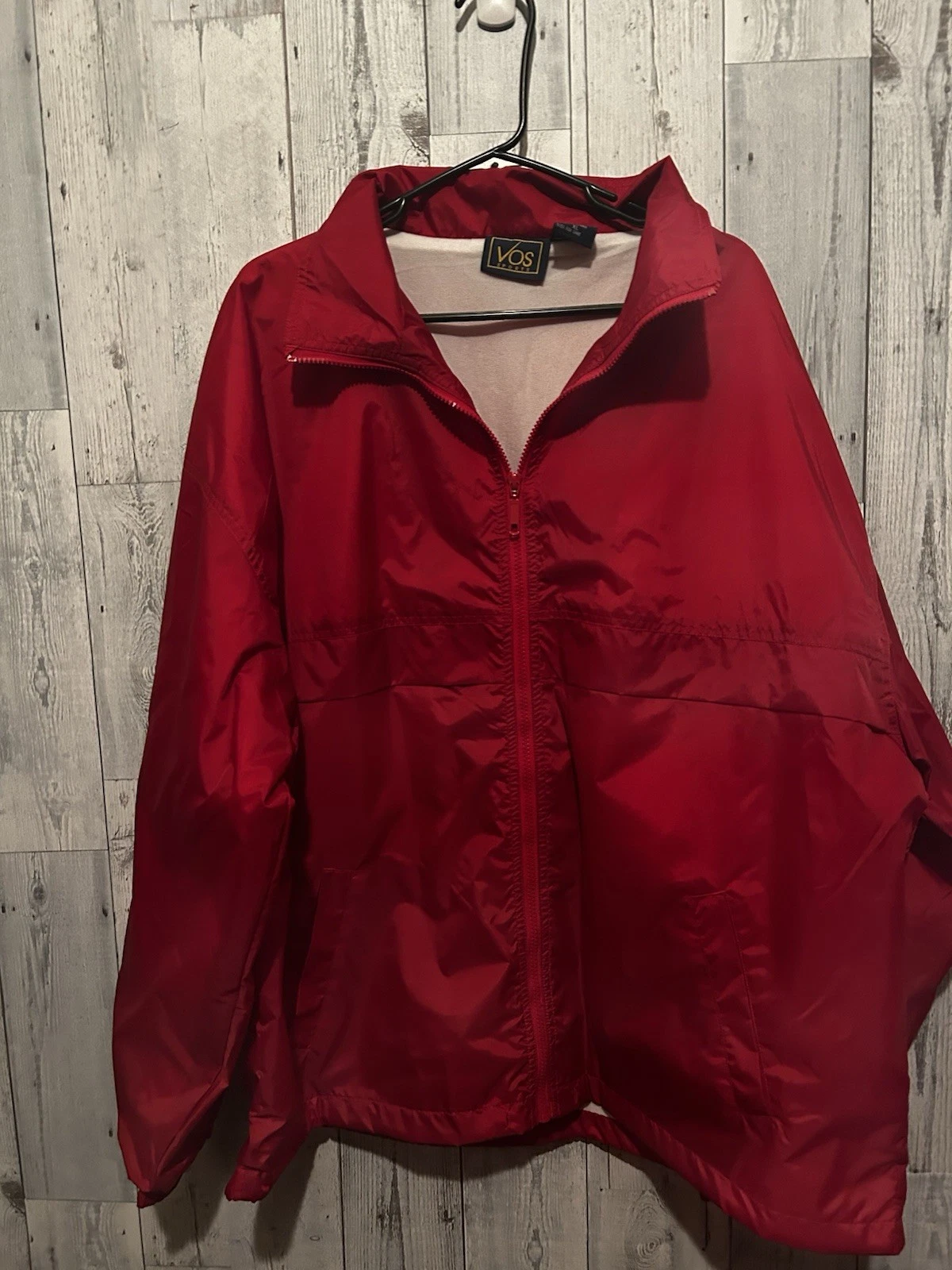 VOS Sports Men's XL Red Full Zip Windbreaker Jacket Lightweight