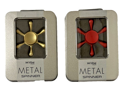 Lot of 2 NEW Vibe E-ssential Metal Fidget Spinners in Metal Cases - Sealed