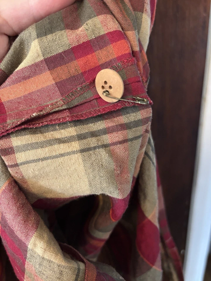 复古 90 年代 Jones 纽约丝绸亚麻格子迷笛衬衫连衣裙 12 秋季 Lagenlook — 第 4/4 张图片