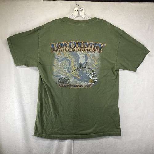 Harley-Davidson WWII Motorcycle T Shirt Military 2008 Made in USA Faded Olive L