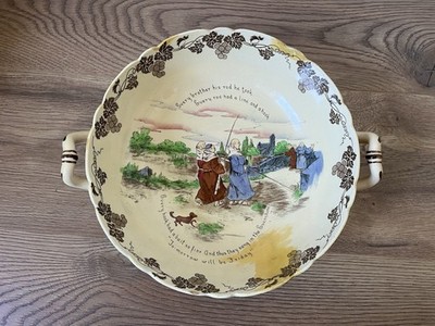 Wileman & Co Foley Faience Ceramic Bowl England - Monks Fishing
