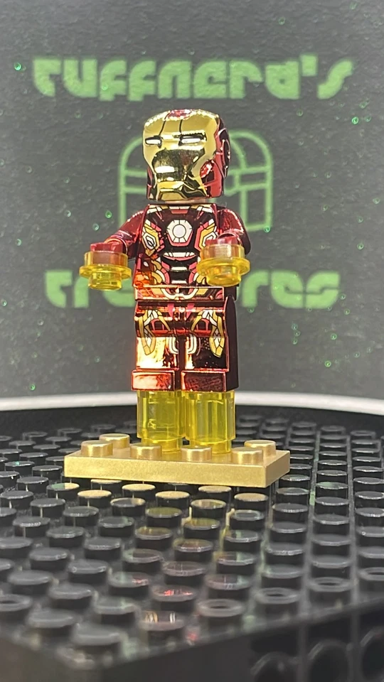 *RARO* ALMOFADA LEGO CROMADA PERSONALIZADA IMPRESSA HOMEM DE FERRO VOADOR VERMELHO Minifigura com Estojo! - Imagem 3 de 4