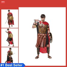 Men Roman Gladiator Costume Set Halloween Armor Soldier Cosplay with Cape Arm