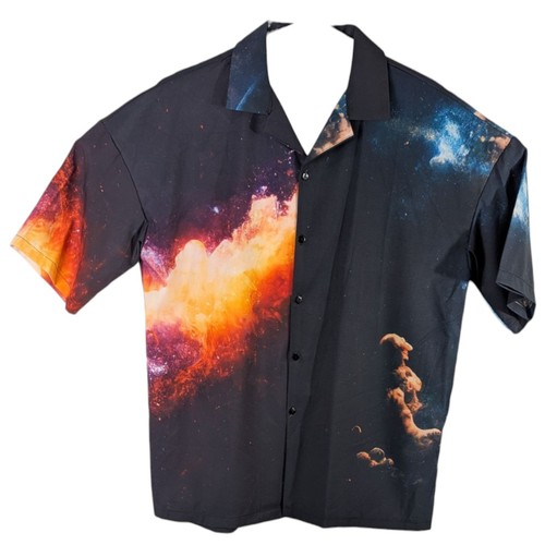 Fresh Hoods Astronaut in Space Galaxy Button Up Shirt Mens Large All Over Small - Picture 2 of 9