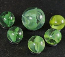 Vintage Marble Lot Of Cat Cats Eye Green Marbles King Vitro St Mary Shooter AV