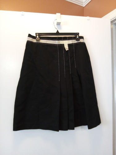 Sz 14 Skirt Black & Cream Bow accent Knee Length Willi Smith cotton NWOT