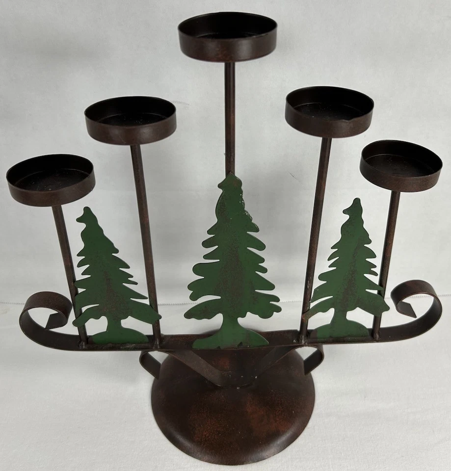 餐烛烛烛台锻铁金属支架烛台树乡村小屋 — 第 2/4 张图片