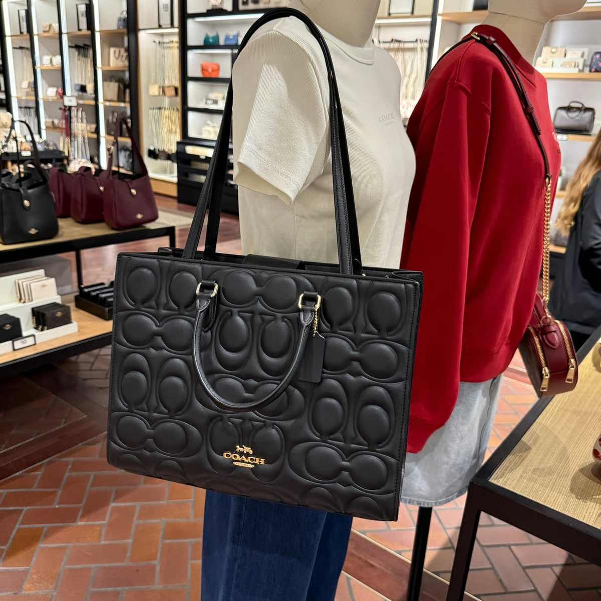 Coach Maggie Large Tote Bag In Signature Leather CY672 Authentic