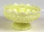 NICE Vintage Fenton Green yellow uranium Glass Hobnail Candle Holder EXCELLENT