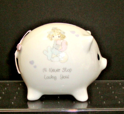 Precious Moments ''I Will Never Stop Loving You'' Mini Piggy Bank - 1989