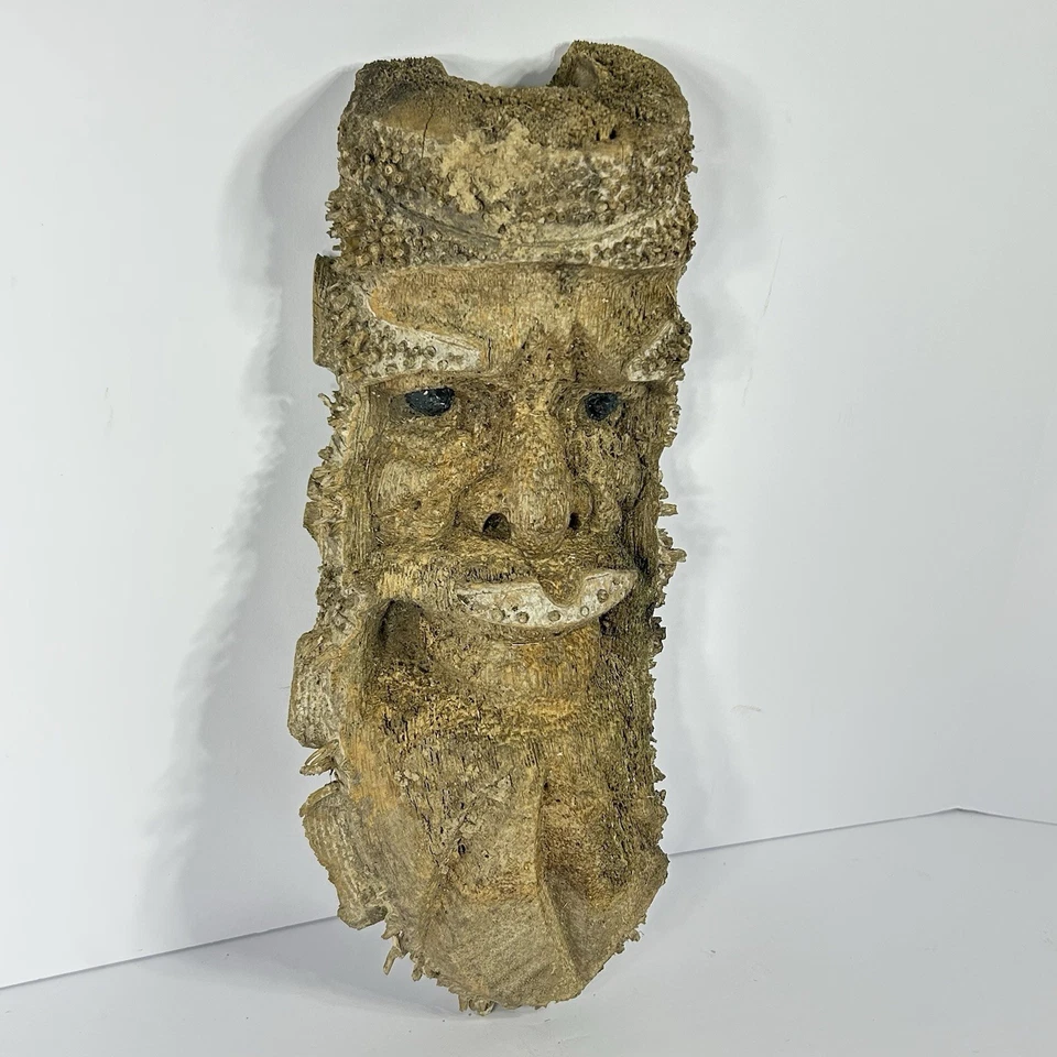 Root Face Mask Tree Spirit Tribal Art Hand Carved Tribal Face Wood Carving 20" - Image 3 of 4