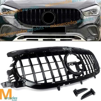 Glossy Black GTR Front Bumper Grille For Mercedes Benz GLA-Class H247 2020-2023