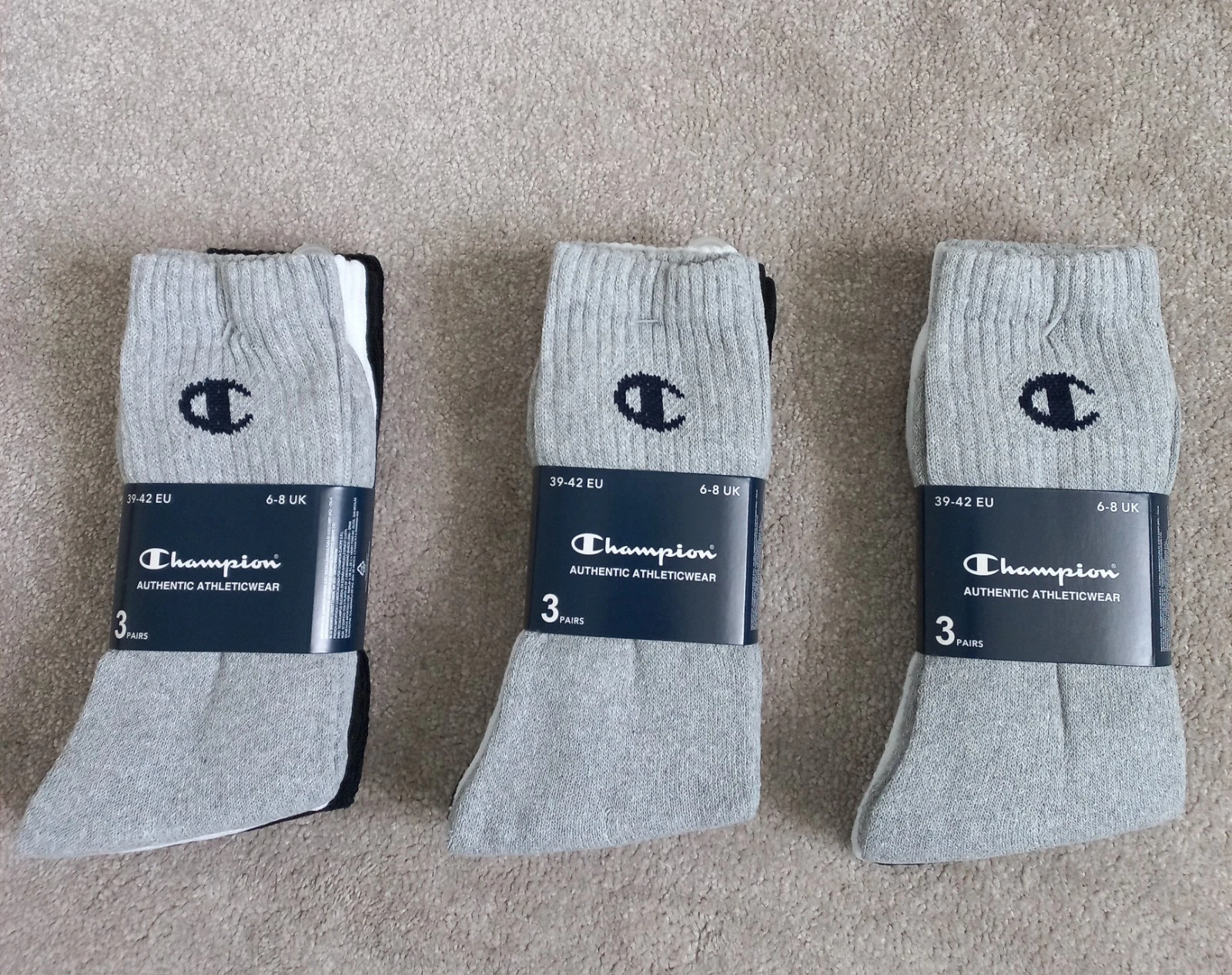 9 PAIRS Champion Adult Crew Socks New Regular Cotton Trainer Sport Size 6-8