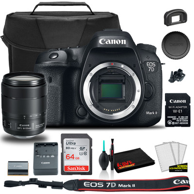 Canon 7D Mark II W/ 18-135mm Lens & W-E1 Wi-Fi Adapter + Bag Canon 7D Mark II W/ 18-135mm Lens & W-E1 Wi-Fi Adapter + Bag