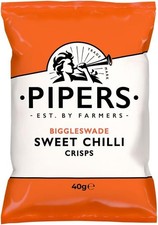 Pipers Biggleswade Sweet Chilli Crisps 24 x 40g Bags BBE 20.06.26