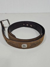 John Deere Belt Size 53" Tan Leather Belt with With Emblem