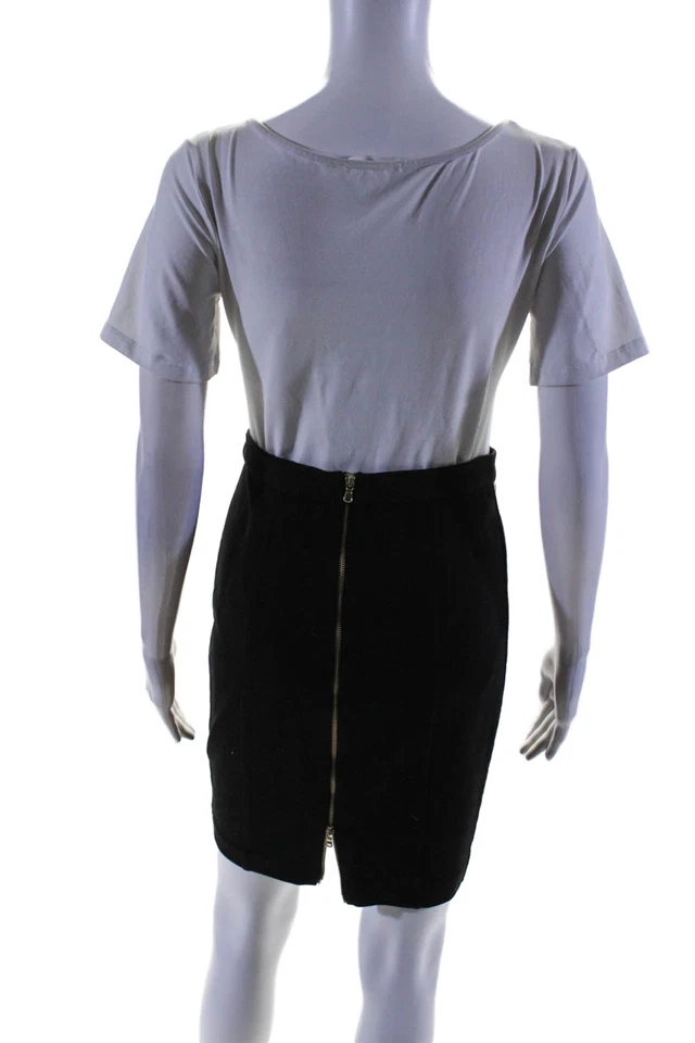 Saia Midi Club Monaco Feminina Estampa Animal Em Relevo Traseira com Zíper Preta Tamanho 2 - Imagem 3 de 4