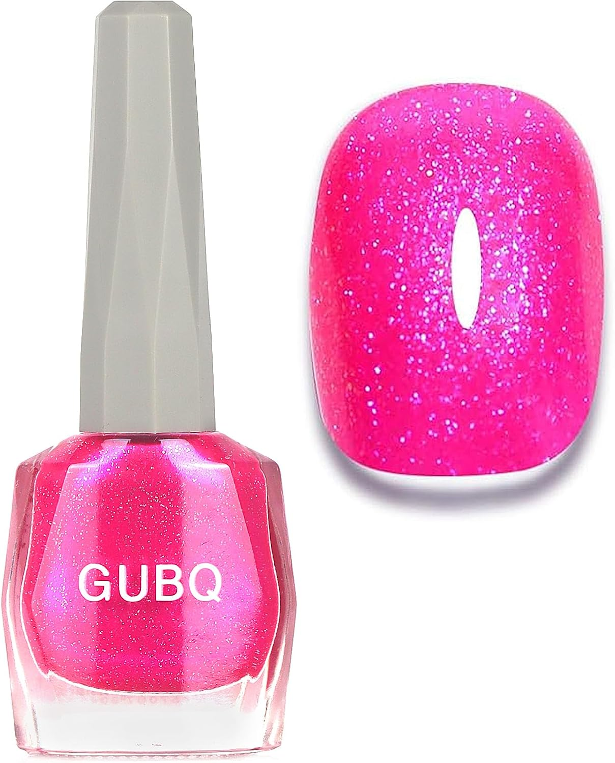Pink Glitter Nail Polish - Hot Pink Nail Varnish - Shimmer Nail Polish Quick Dry