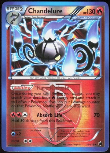Chandelure (Team Plasma) 16/116 Reverse Holofoil HR Plasma Freeze LP Pokemon