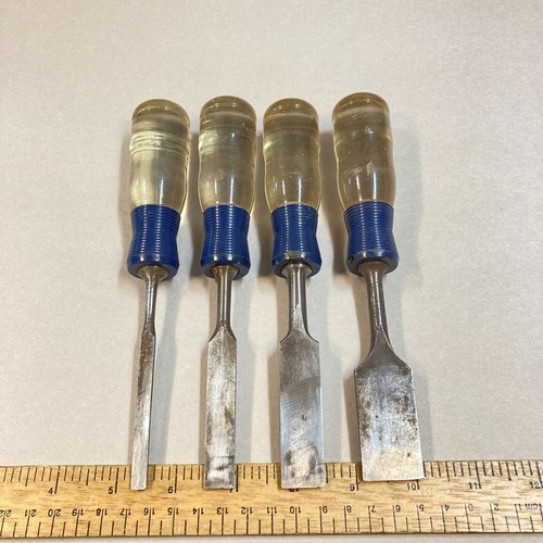 Craftsman Wood Chisel Set 4 Pc 1" 3/4" 1/2" & 1/4" Beveled Edge Plastic Handles - Picture 6 of 8