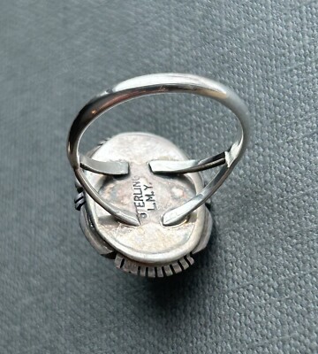 アクセサリー Navajo L James stamp ring silver Navajo Sterling Silver Natural Red Coral Ring Artist L. James