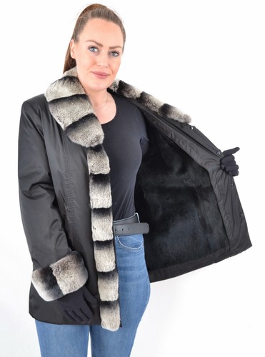 A1602 JACKE MIT ECHTEN KANICHENFELL BESATZ ECHT PELZ INLETT PELZJACKE LAPIN - Bild 4 von 24